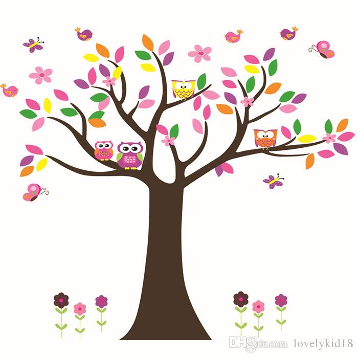 cute-owl-colorful-tree-wall-sticker-d-corations